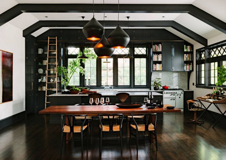 17 Ultimate Black Kitchen color Ideas For 2016 Black-and-light-kitchen home inspiration ideas