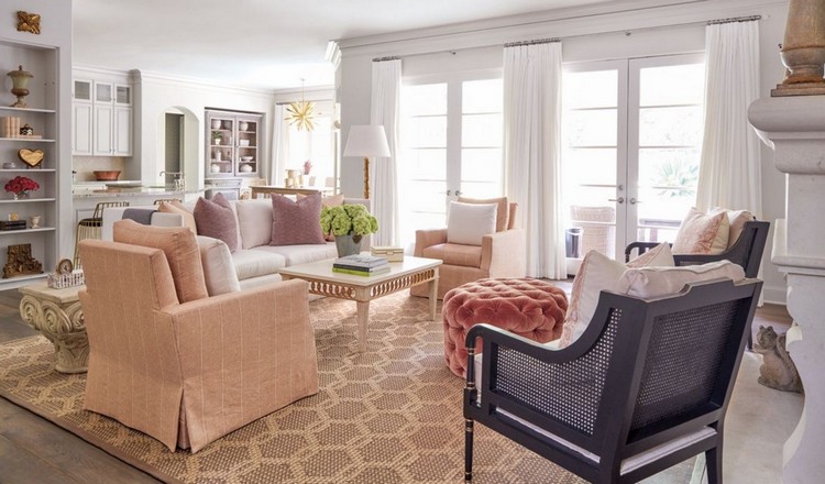 Family room with chairs in Kerry Joyce fabrics and Holly Hunt sofa home inspiration ideas