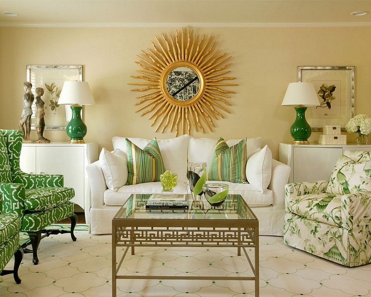 Living room decor in green and gold accents home inspiration ideas