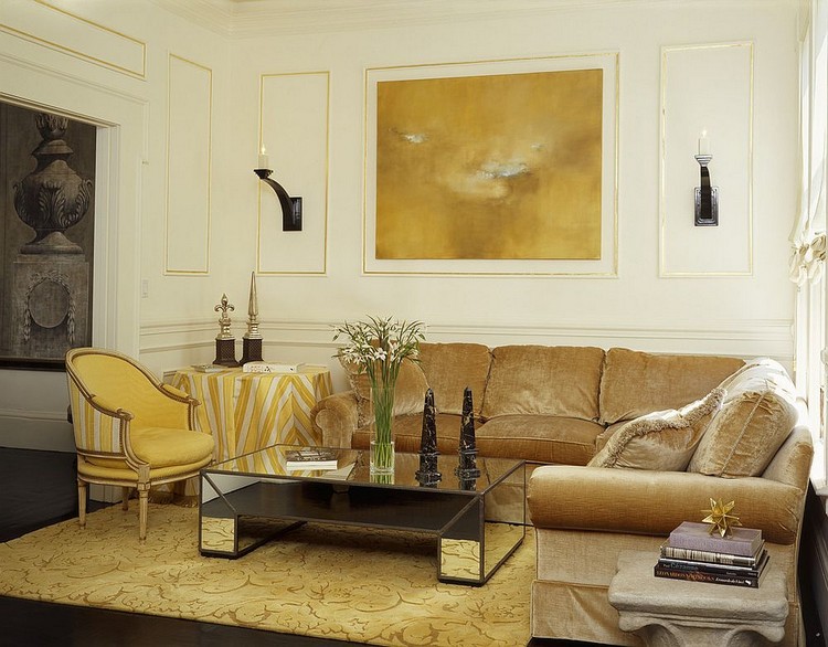 Gold is a hue that works well with mirrored furniture home inspiration ideas