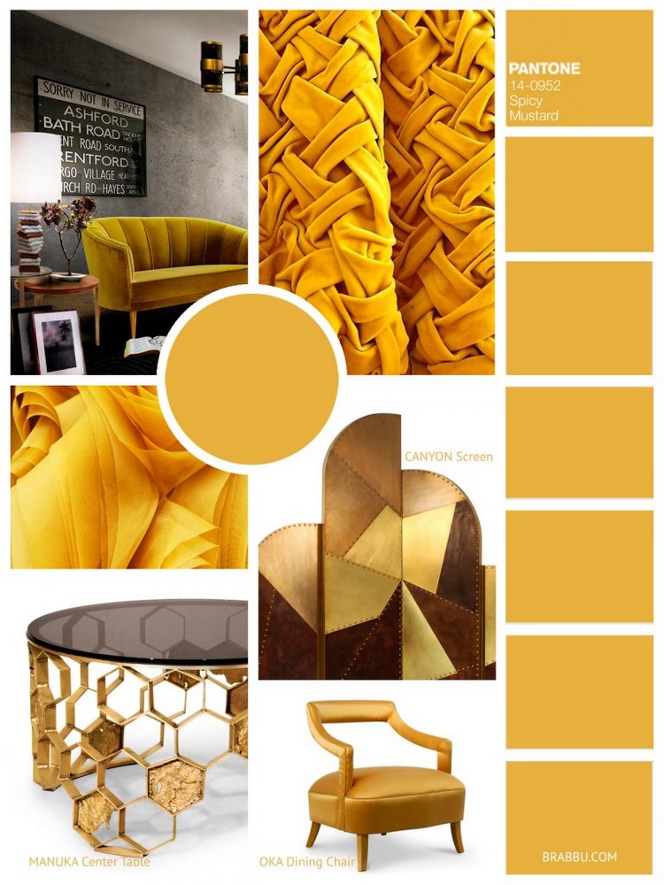 Interior home design Pantone colors - Spicy-Mustard home inspiration ideas