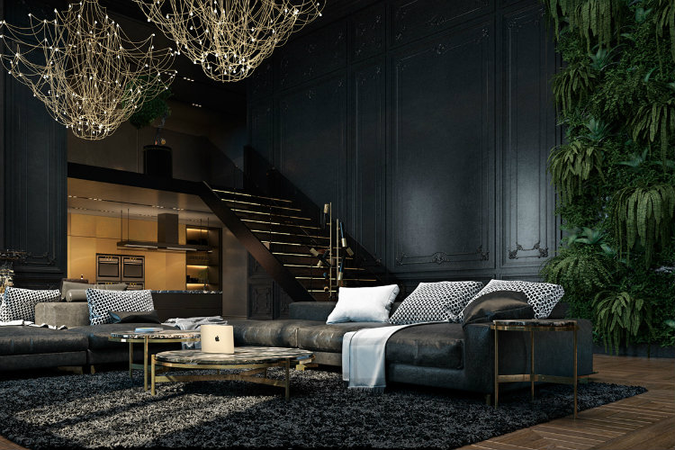 Decadent black color scheme interior design ideas for living spaces home inspiration ideas