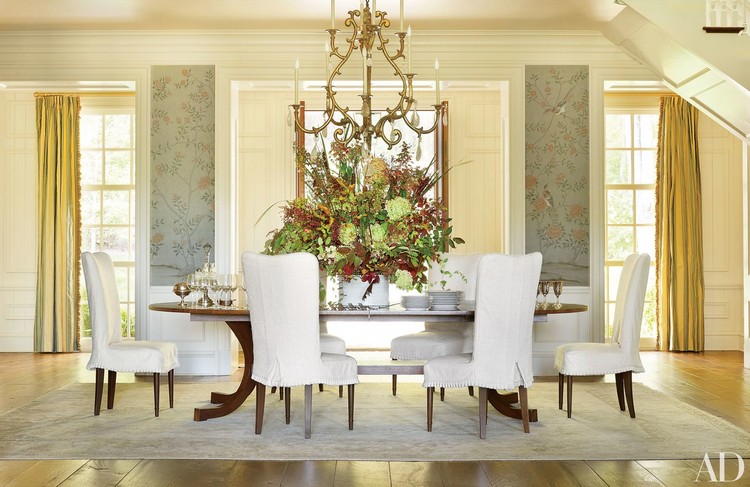 Dining room ideas with a pedestal oval dining table and high back chairs home inspiration ideas